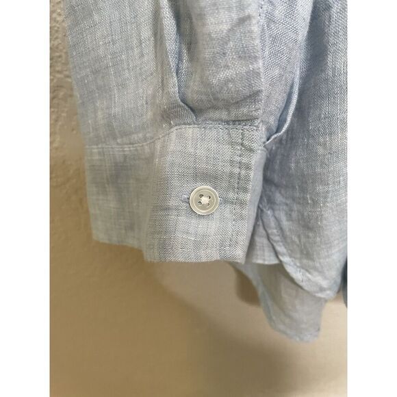 J.Jill Love Linen Plus Size 3X Long Sleeve Button-Up Shirt Blue Lagenlook - Picture 5 of 7